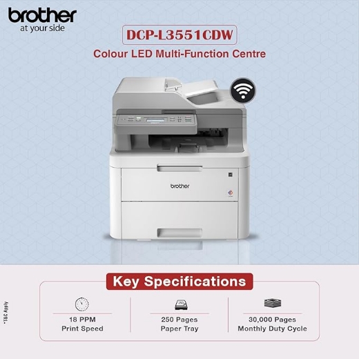 Picture of Brother  Colour LED Multifunction Centre with Duplex, Wireless & Networking Technology - DCP-L3551CDW